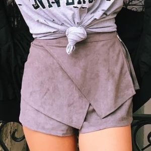 LF black suede envelope skirt / skort